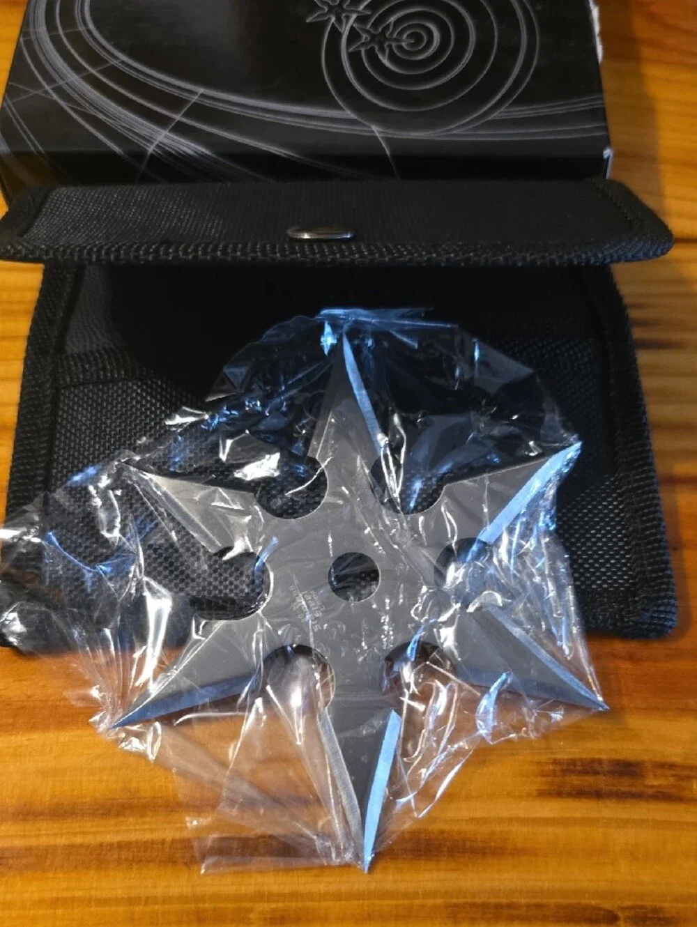 Black Throwing Star with Black Carry Pouch
